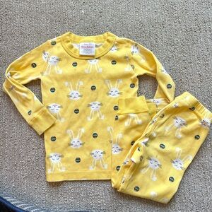 Hanna Andersson Yellow Bunny Easter Egg Pajamas 3t